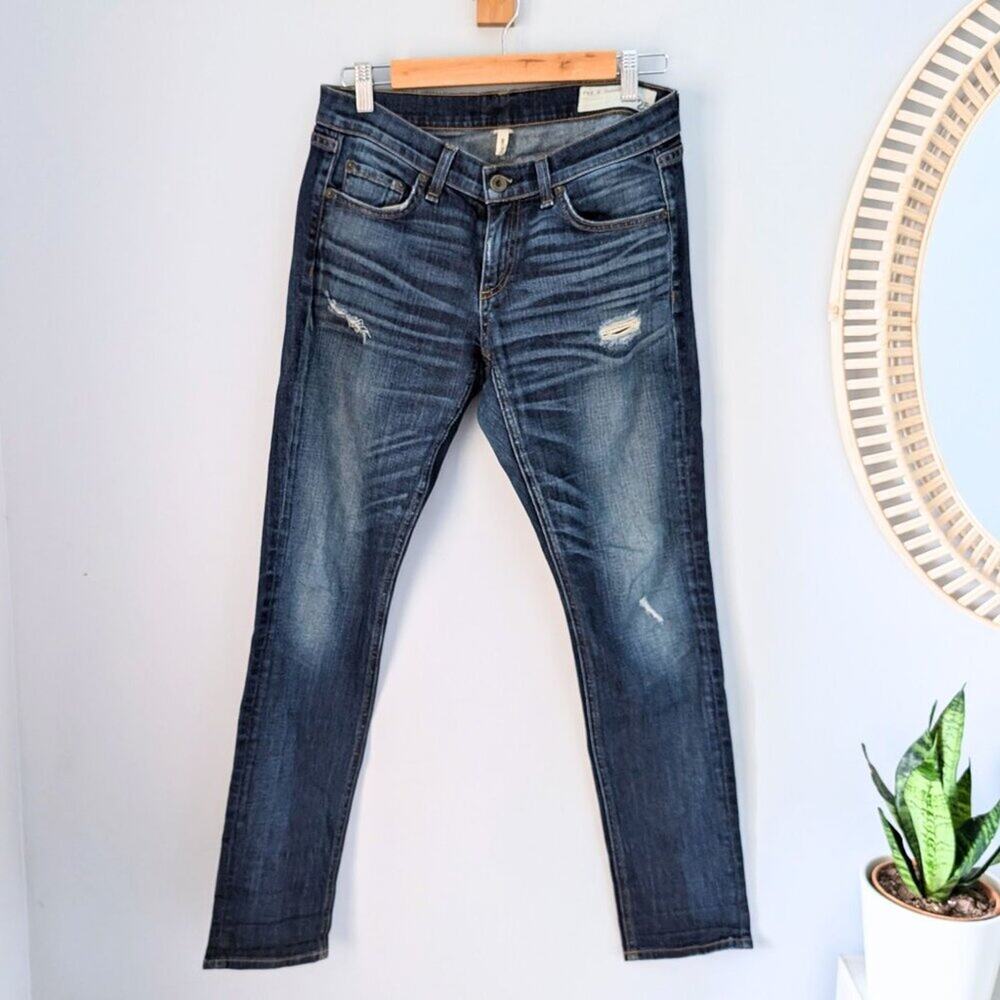 RAG & BONE The Dre Jeans, Phoenix Wash, Dark Denim, Distressed, Size 25, EUC